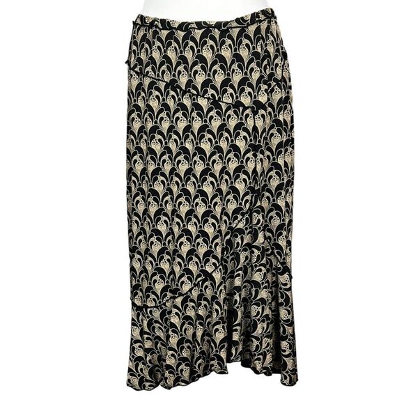 MAX STUDIO Asymmetrical Ruffled Hem Hi-Low Stretch Jersey Maxi Skirt - Picture 1 of 5